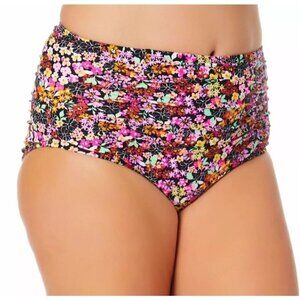 CALIFORNIA Waves Trendy Plus Size Ditsy-Print High-Waist Bikini Bottoms. Size 18